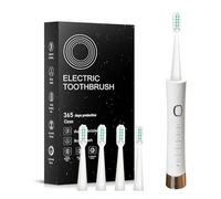 Spazzolino elettrico Sonic, 6 modalità di pulizia sonica impermeabile, 4 testine e custodia portatile, adatto per bambini e adulti in viaggio, campeggio, ciclismo, escursionismo (bianco)