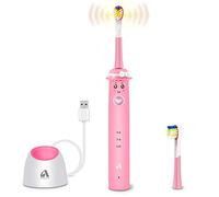 Spazzolino elettrico sonico per bambini e adolescenti, design a fumetti, spazzolino da denti impermeabile Proalpha Wireless USB a ricarica rapida con 2 testine di promemoria, 3 modalità con timer