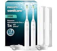 Spazzolino elettrico sonico Philips Sonicare Serie 3100 - Sensore di pressione, 3 intensità, EasyStart, SmarTimer, autonomia 14 giorni, custodia, bianco, confezione da 2, HX4072/41, [Nuovo]