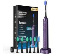 Spazzolino Elettrico, Spazzolini Elettrici, Spazzolino Sonico - 3 Intensità, 5 Modalità, 40000VPM, IPX7, Spazzolino Denti Elettrico Autonomia 90 Giorni e Timer, Cavaliere Viola