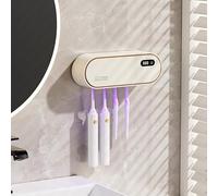 Spazzolino Igienizzante UV da Bagno, Sterilizzatore Spazzolini da Denti da Parete, Ricaricabile USB 1800 mAh, Porta Spazzolino Elettrico Antipolvere per in Famiglia (Bianco)