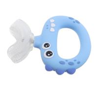 Spazzolino in Silicone per Bambini 0-3 Anni, Morbido e Sicuro | Forma Dinosauro Blu, Pulizia Delicata 360 Gradi, per Prime Orali e Gengive Sensibili dei Piccoli