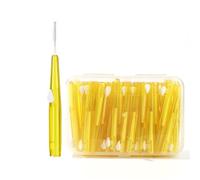 Spazzolino Interdentale 60 pezzi/scatola stuzzicadenti spazzolino interdentale dentale 0,6-1,5 mm pulizia tra i denti filo a forma di I(Yellow)