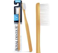 Spazzolino Medio con Particelle d’Argento | Spazzolino Manuale per Denti & Spazi Interdentali | Setole Medie Antibatteriche 99,9% | Ergonomico & Durevole | Royal Denta | Giallo Ambra
