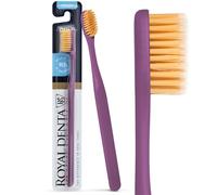Spazzolino Medio con Particelle d’Oro | Spazzolino Manuale per Denti & Spazi Interdentali | Setole Medie Antibatteriche 99,9% | Ergonomico & Durevole | Royal Denta | Viola Scuro