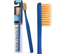 Spazzolino Medio con Particelle d’Oro | Spazzolino Manuale per Denti & Spazi Interdentali | Setole Medie Antibatteriche 99,9% | Ergonomico & Durevole | Royal Denta | Indaco