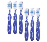 Spazzolino Mini a Testina Grande con Manico Ergonomico 6 Pezzi | Set Pratico Blu, Setole Morbide in Nailon, PP e Tpr, per Gengive e Lingua