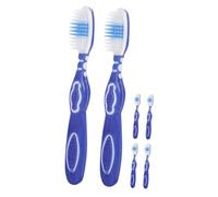 Spazzolino Mini da Denti con Manico Corto e Testina Grande, 6 Pezzi | Set Blu in Pp, Nailon e Tpr, Setole Morbide, Uso Pratico per Bocca e Lingua