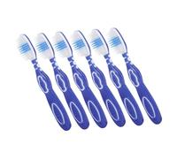 Spazzolino Mini Portatile a Testa Grande, Manico Corto, 6 Pezzi | Set Pratico in Pp, Nailon e Tpr, Impugnatura Ergonomica, Uso per Denti e Lingua, Blu