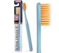 Spazzolino Morbido con Particelle d’Oro | Spazzolino Manuale per Denti Sensibili & Apparecchi | Setole Morbide Antibatteriche 99,9% | Lunga Durata | Royal Denta | Azzurro Chiaro