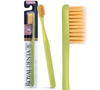 Spazzolino Morbido con Particelle d’Oro | Spazzolino Manuale per Denti Sensibili & Apparecchi | Setole Morbide Antibatteriche 99,9% | Lunga Durata | Royal Denta | Verde Oliva