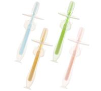 Spazzolino per Denti in Silicone 4 Pezzi con Base Ventosa | Ragazzo Ragazza e Nuovi Genitori, Impugnatura Ergonomica, Struttura Centrale Unica, Routine Seggiolone