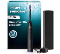 Spazzolino Philips Sonicare serie 6100 - tecnologia Next Generation Sonicare, sensore di pressione, 6 impostazioni, SmarTimer, BrushPacer, autonomia di 21 giorni, custodia da viaggio, nero, HX7401/12