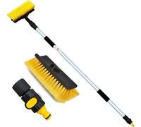 Spazzolone per Lavaggio Pulizia e Cura di Camper Camion Auto SUV, Scopa Telescopica Antigraffi, Asta con Tubo ad Innesto Rapido Allungabile Fino a 1.80 Metri, con Spazzola 24x10 cm