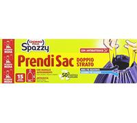 Spazzy - Sacchi in Plastica, Con maniglie Autochiudenti, con Antibatterico Pattumiera Media - 4 confezioni da 15 sacchi [60 sacchi]