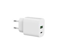 SPC 20W Fast Charger - Caricabatterie a muro USB-C + USB-A 20W | PD | Ricarica rapida e sicura per cellulari, tablet e accessori | Compatibile con iPhone, Samsung, SPC, Xiaomi e altri - Bianco