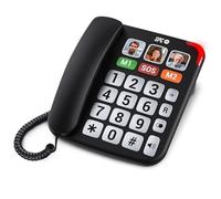 SPC Comfort Numbers Pro - Telefono fisso per anziani con tasti grandi e suoneria forte | Volume chiamata amplificabile +20dB | 6 memorie dirette, vivavoce | Compatibile con apparecchi acustici - Nero