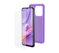 SPC Discovery 3 / 3SE Protection Pack - Custodia in silicone lilla con interno in microfibra + vetro temperato per SPC Discovery 3 e Discovery 3 SE (6,8") | Extra resistente e semi-flessibile