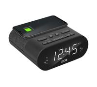 SPC Frodi QI Radio sveglia con ricarica wireless per il tuo smartphone, con 2 allarmi e 10 memorie per le tue stazioni radio, colore: nero