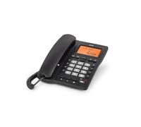 SPC Office ID 2 - Telefono fisso con display illuminato, 4 memorie dirette e 10 indirette, 2 livelli di suoneria, ID chiamante, segnale luminoso, vivavoce, da tavolo o a parete - Nero