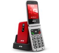 SPC Stella 3 - Telefono Cellulare Flip per anziani 4G | Menu e tasti grandi | Pulsante SOS, configurazione remota, compatibilità HAC e volume 103 dB | Base di ricarica e 3 memorie dirette - Rosso