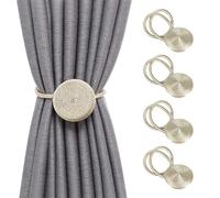 SPDYCESS 4 Pezzi Fermatende Magnetici per Tende 40cm Corda per Tende Tieback Fermi per Tendaggi - Cravatta per Tende Tie Band Intrecciata Fibbia in Tieback per Tende, Beige