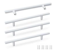 SPDYCESS 4 pezzi Maniglie per Mobili, Maniglia per Cassetti della Cucina, per Armadio Cameretta, per Porta del Bagno, per l'Arredamento della Casa, Ø10 mm, con Viti, Distanza dei Fori 128 mm, Bianco