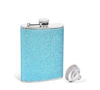 SPDYCESS Fiaschetta Donne con Glitter in Acciaio Inox, Whisky Fiaschette Tascabile Portatile Antigoccia con Imbuto, Set Regalo per Campeggio Arrampicata - Blu