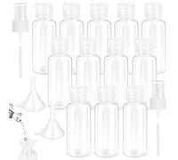 SPEACOUR 12 Flaconi da Viaggio 30ml Bottiglie di Plastica Piccole Bottiglie da Viaggio Vuote Trasparenti con 2 Imbuti Piccoli e 2 Testine di Spruzzo Contenitore per Liquidi, Cosmetici, Shampoo
