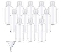 SPEACOUR 12 Pz Bottiglie di Viaggio Plastica 50 ML Bottiglie di Plastica Vuote Bottigliette da Viaggio Aereo con 1 Imbuti Contenitori Trasparenti da Viaggio Vuoti per Shampoo Lozioni Liquide Creme