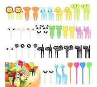 SPEACOUR 40 Pezzi Set di Forchette Frutta Plastica Mini Forchette Cartoni Animati Stuzzicadenti Bento Posate da Dessert Carina Tagliatelle Forchettine da Dolce Colorate per Antipasti, Torte, Dessert