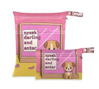Speak Darling and Enter - Borsa per pannolini riutilizzabile con cane marrone, con manici per viaggi, piscina, confezione da 2