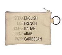 Speak English Kiss French Dress Italian Spend Arab Party Caraibi Portamonete Beige