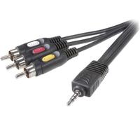 SpeakA Professional Klainke / Composite Cinch AV Connection Cavo [spina da plug da 3,5 mm-3x] 2 m nero (SP-7869876) NEW