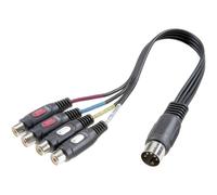 SpeaKa Professional SP-7870300 RCA/Attacco DIN Audio Adattatore a Y [1x Spina a 5 Poli (DIN) - 4X Presa RCA] Nero