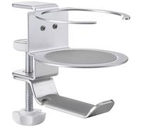 Speaka Professional SP-HCH-150 - Supporto per cuffie con porta bevande, colore: Argento