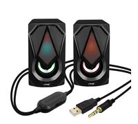 Speaker Cablati Jack 3.5mm + USB 2 Altoparlanti 3W LED RVB LinQ A4000 Nero