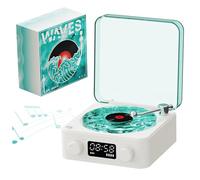 Speaker wireless 3 in 1 Small Speake con luce notturna e display di tempo Stereo Speaker Classic Record Player Style Shooling Volume Sound Machine Regalo per Girls White