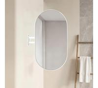 Specchi angolari da bagno a parete, specchio orientabile da toeletta | Specchio per trucco ovale allungabile, con braccio telescopico regolabile per camera da letto e ingresso(White,40x70cm)