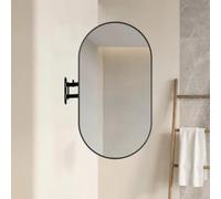 Specchi angolari da bagno a parete, specchio orientabile da toeletta | Specchio per trucco ovale allungabile, con braccio telescopico regolabile per camera da letto e ingresso(Black,50x100cm)