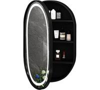 Specchi da toeletta a Parete Mobiletto a Specchio Mobiletto Ovale per Il Bagno Mobiletto per medicinali in Legno a Parete Mobiletto antiappannamento con Luce