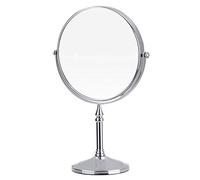 Specchi da trucco da 8 pollici da appoggio, specchio da trucco in ottone bifacciale con ingrandimento, specchi da barba da barba con rotazione di 360 ° da tavolo,Cromo,10X