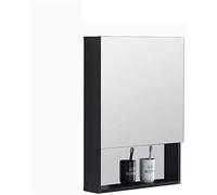 Specchi per bagno 47,8 x 70,1 x 10,7 cm, nero opaco, in alluminio, montaggio a parete, armadietto grande per medicine con specchio e scaffale (specchio singolo)