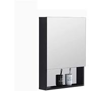 Specchi per bagno 47,8 x 70,1 x 10,7 cm, nero opaco, in alluminio, montaggio a parete, armadietto grande per medicine con specchio e scaffale (specchio singolo)