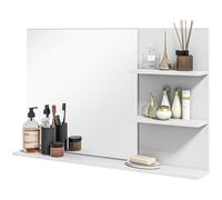 Specchiera Bagno a Parete 75x10x48 cm con 2 Mensole e 1 Ripiano Bianco
