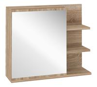 Specchiera Bagno A Parete Con Anta E 3 Ripiani Laterali In Legno, 60x18x50cm