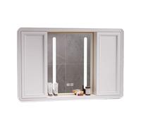 Specchiera Bagno con Luce Angoli Arrotondati Armadietto Bagno Sospeso con Specchio E Luce Scomparto Sotto Lo Specchio Cavi da Collegare Adatto per Il Lavandino e la Toeletta(B,80 * 13 * 70cm)