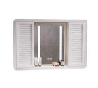 Specchiera Bagno con Luce Angoli Arrotondati Armadietto Bagno Sospeso con Specchio E Luce Scomparto Sotto Lo Specchio Cavi da Collegare Adatto per Il Lavandino e la Toeletta(C,80 * 13 * 70cm)