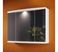 Specchiera bagno due ante con faretto integrato, modello Monica, colore bianco,
