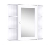 Specchiera da Bagno 1 Anta coon Mensole 66x17x63 cm in Legno Bianca